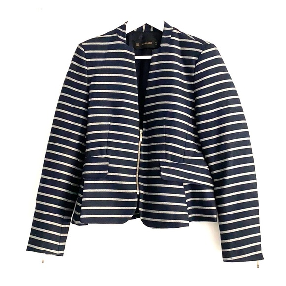 Zara Basic Stripe Blazer - Picture 2 of 5